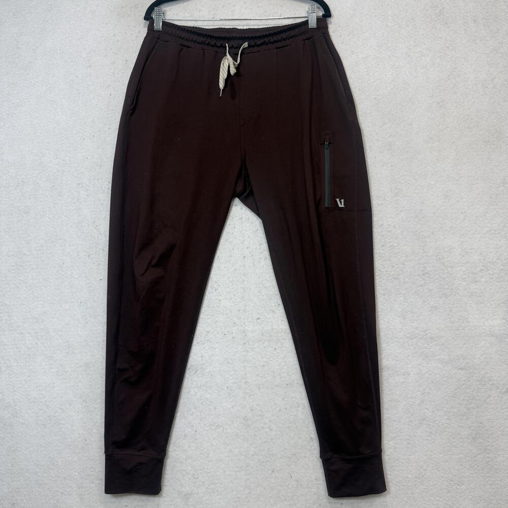 Vuori Jogger Pants Mens Medium Brown Knit Elastic Waist Zip Pockets Athletic
